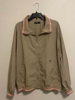 Not So Ape khaki jacket with pink trim size L